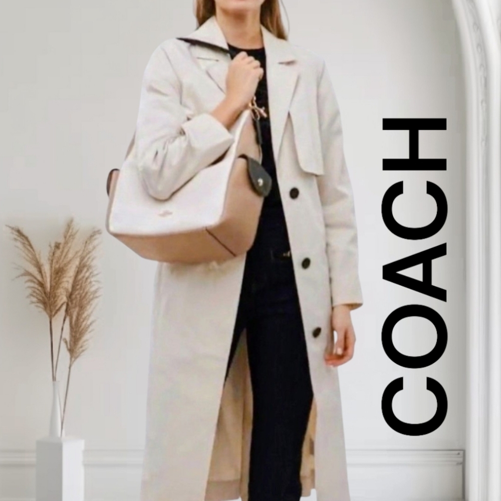 ♥️ COACH HOBO BAG LARGE  Color-block Tan Black Chalk Crossbody Shoulder Bag NWOT